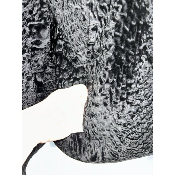 Vintage 60s Black Karakul Lamb Swing Coat Size Mink Collar Mod Glam Luxurious - Picture 8 of 11